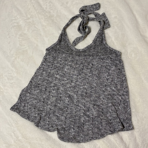 Charcoal Grey Aeropostale Halter Neck Tie Knit Tank Small - Picture 2 of 4